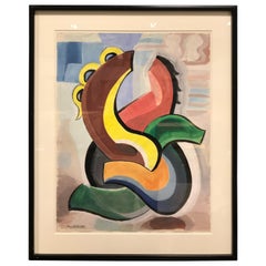 Gouache abstraite colorée de Gio Colucci