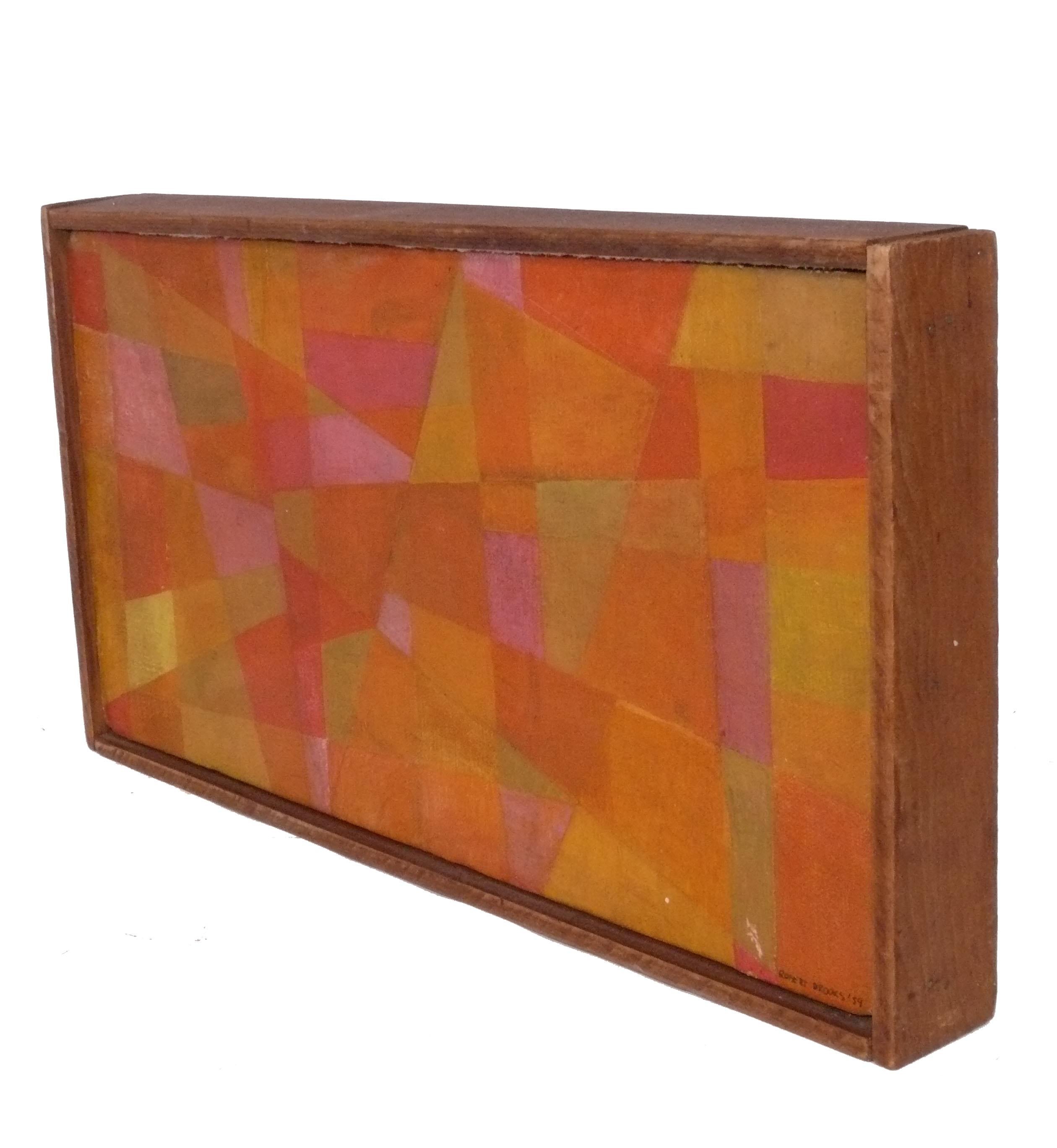 Colorful Abstract Mid Century Modern Painting, by Robert Brooks, American, circa 1959. Signed and dated. It measures 17.25