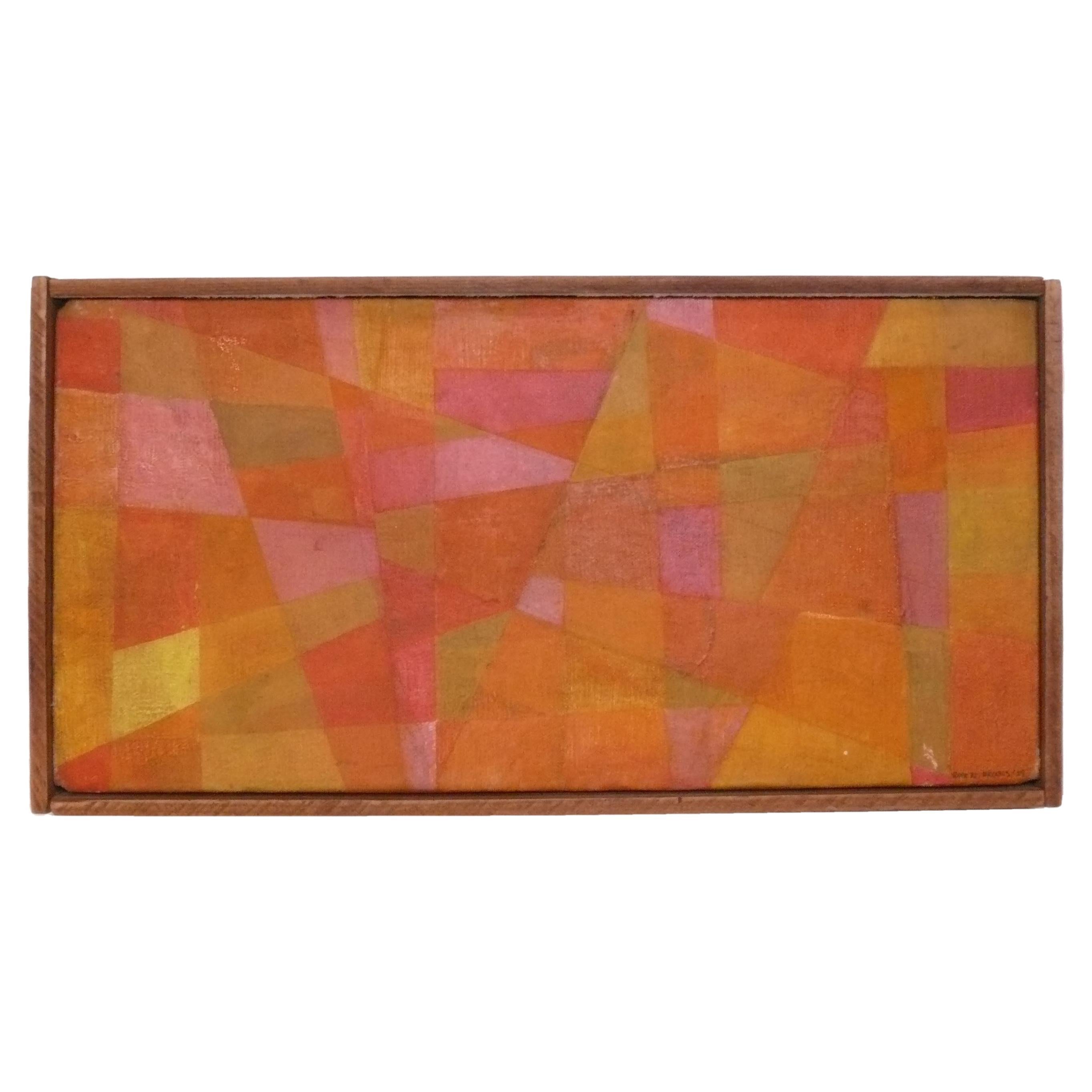 Colorful Abstract Mid Century Modern Painting Robert Brooks 1959 17.25"W x 9"H For Sale