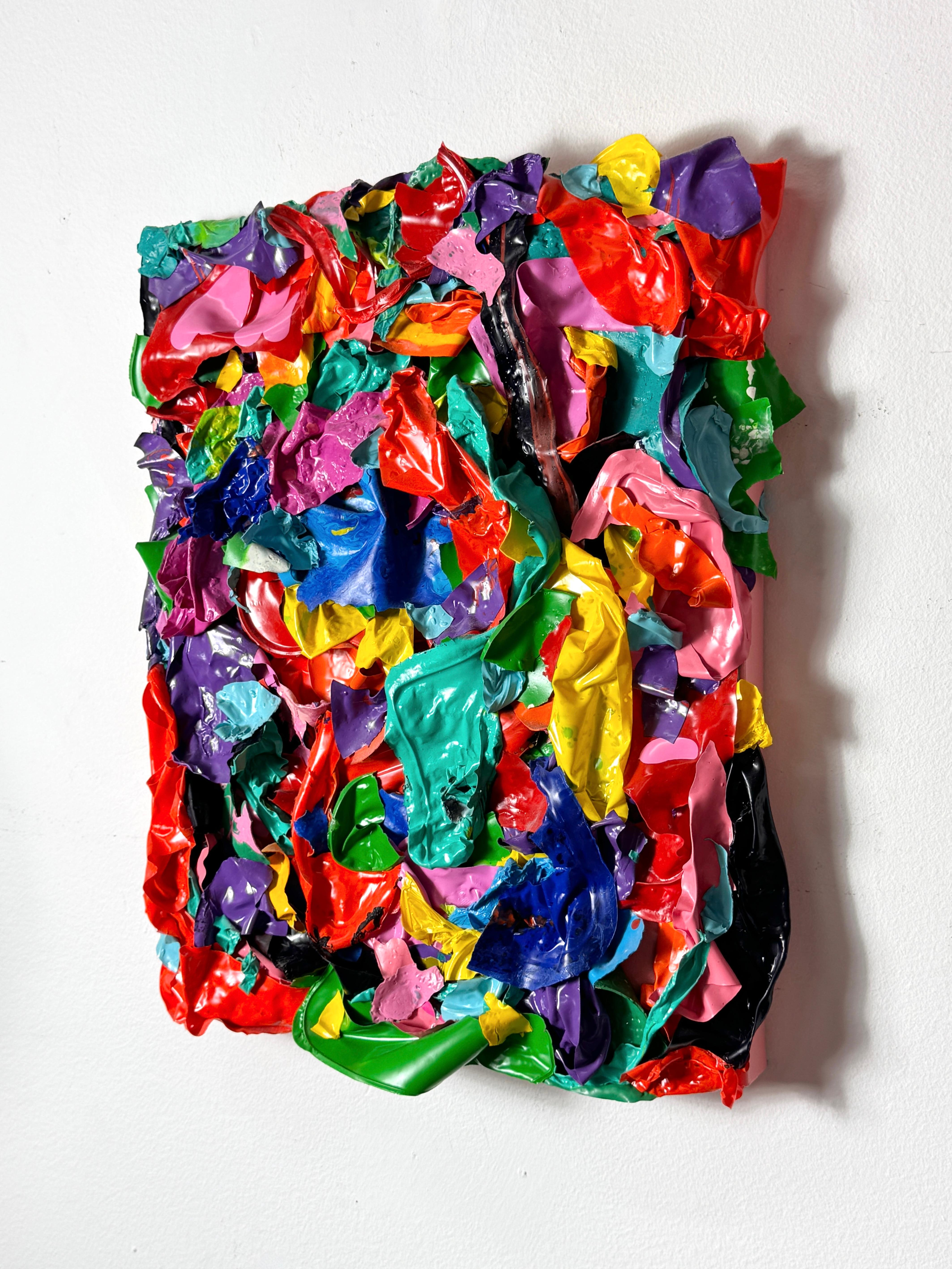 Colorful Abstract Modern 3D Acrylic Wall Sculpture Painting by Jon Parlangeli In Good Condition For Sale In Troy, MI