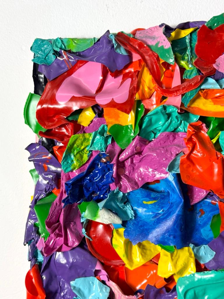 Contemporary Colorful Abstract Modern 3D Acrylic Wall Sculpture Painting by Jon Parlangeli For Sale