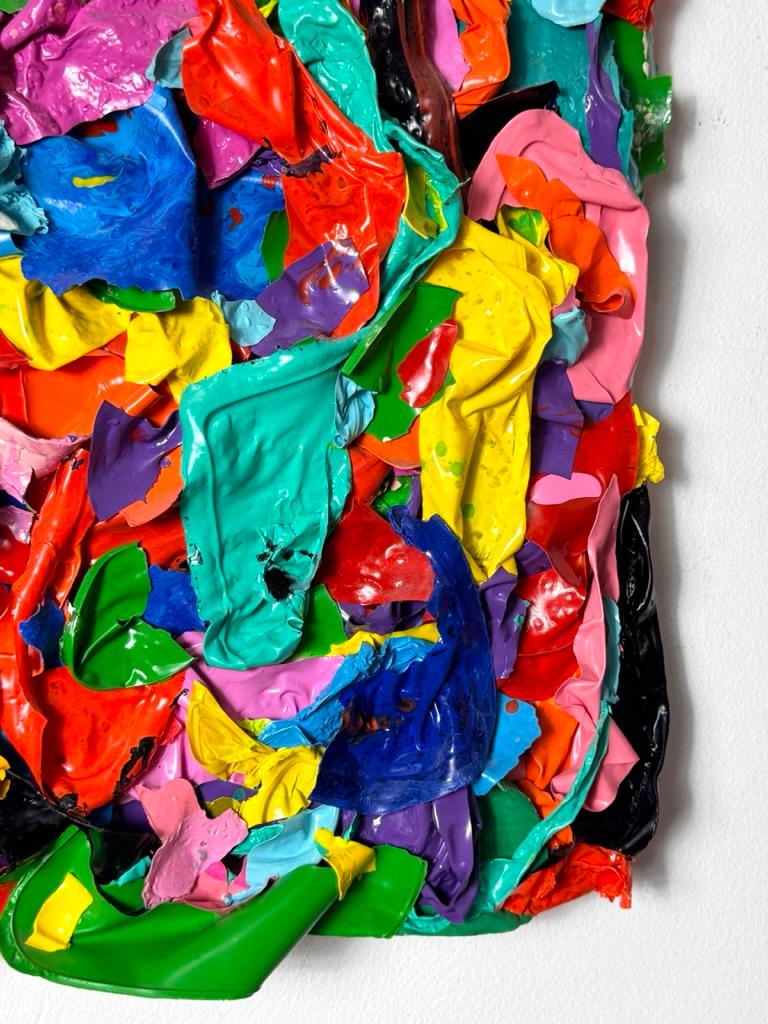 Colorful Abstract Modern 3D Acrylic Wall Sculpture Painting by Jon Parlangeli For Sale 2