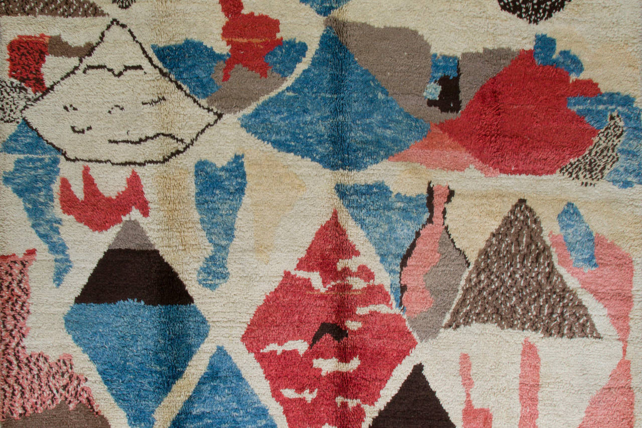 Bunt abstrakter moderner marokkanischer Teppich, alle Wolle, maßgefertigte Optionen verfügbar (Handgeknüpft) im Angebot