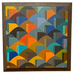 Pittura ad olio astratta colorata non firmata