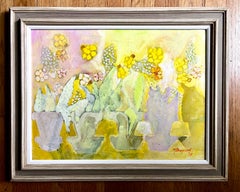 Paint on Canvas Abstract Still Life of Spring Flowers, signed Bogard, 1972