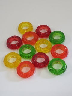 Colorful Acrylic Modern Napkin Rings, Late 1970s Set of 12