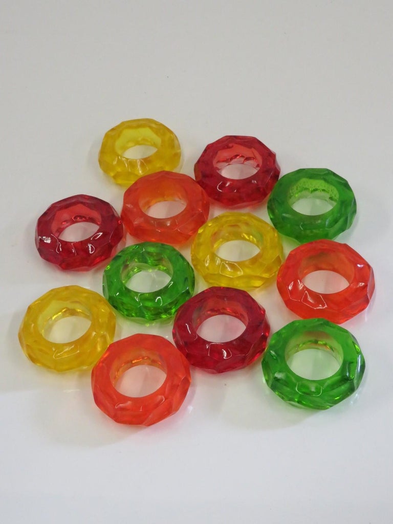 Colorful Acrylic Modern Napkin Rings, Late 1970s Set of 12 at 1stDibs
