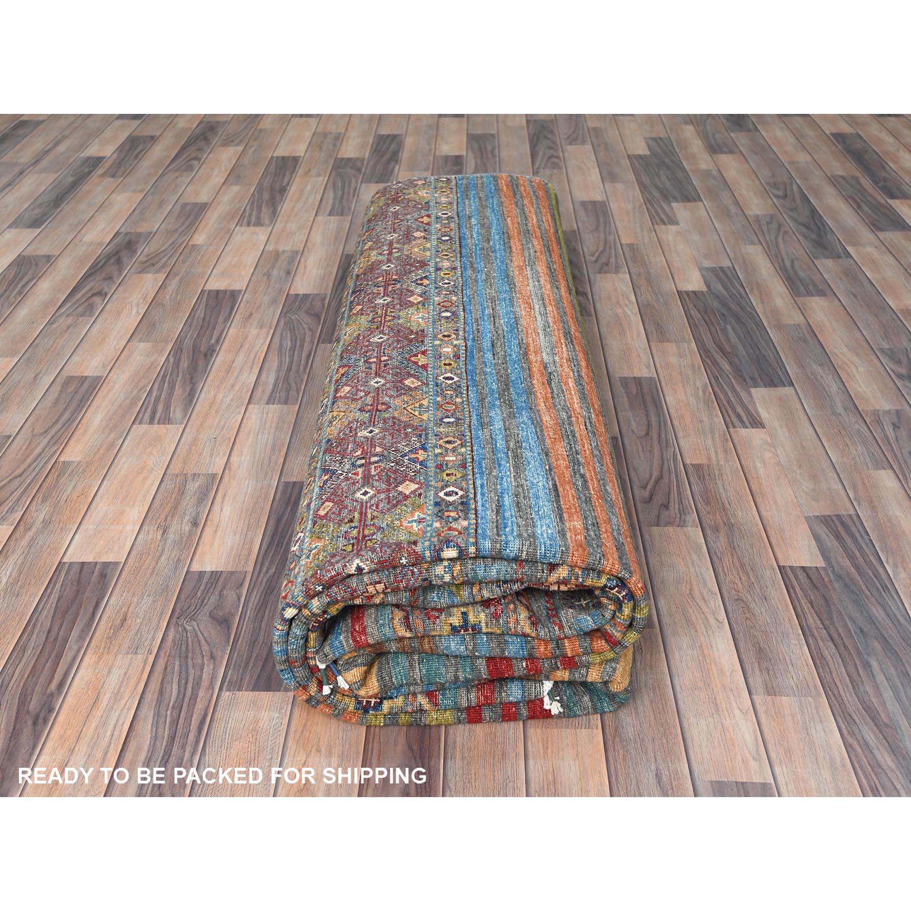 Tapis oriental coloré afghan super Kazak noué à la main 9'10
