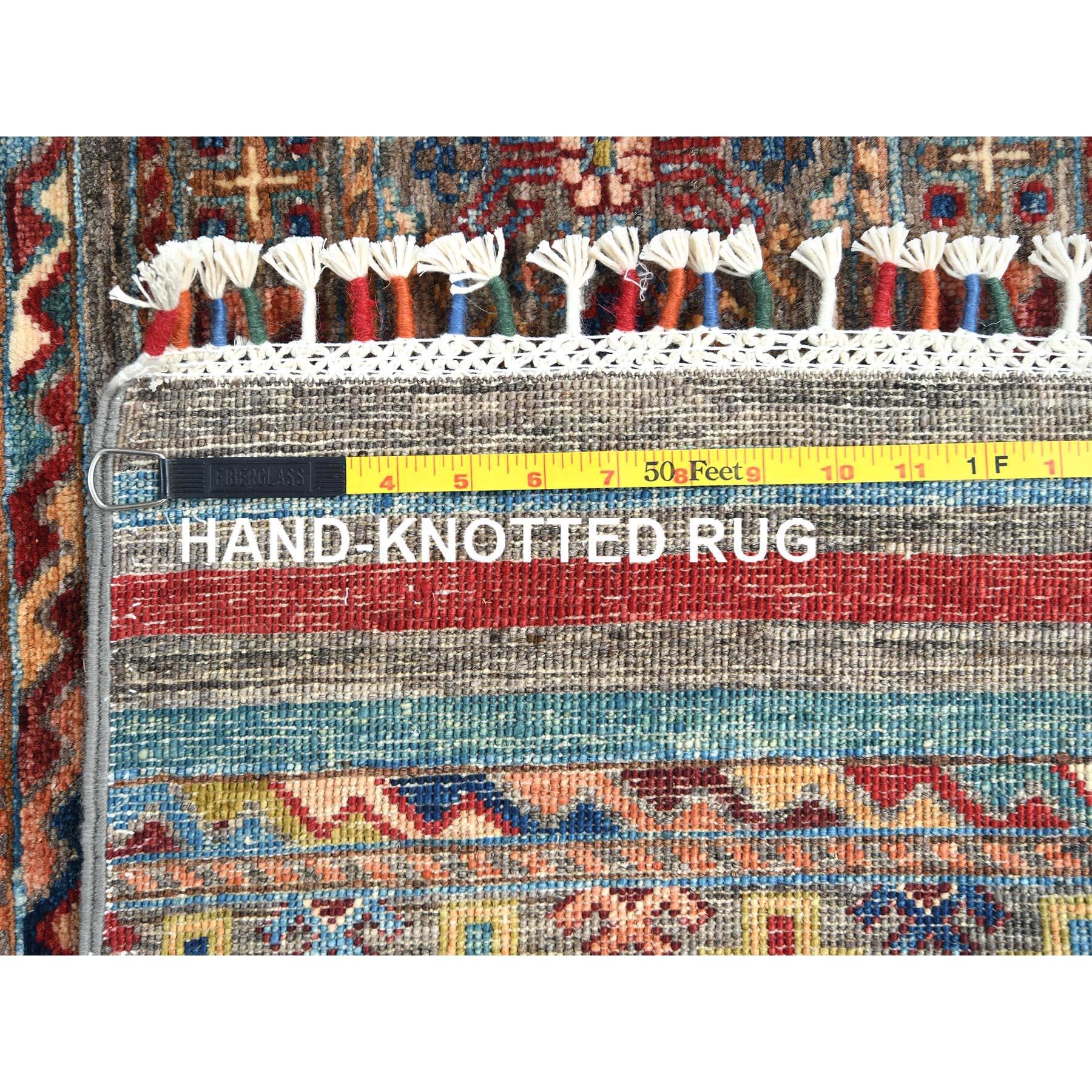 Tapis oriental coloré afghan super Kazak noué à la main 9'10