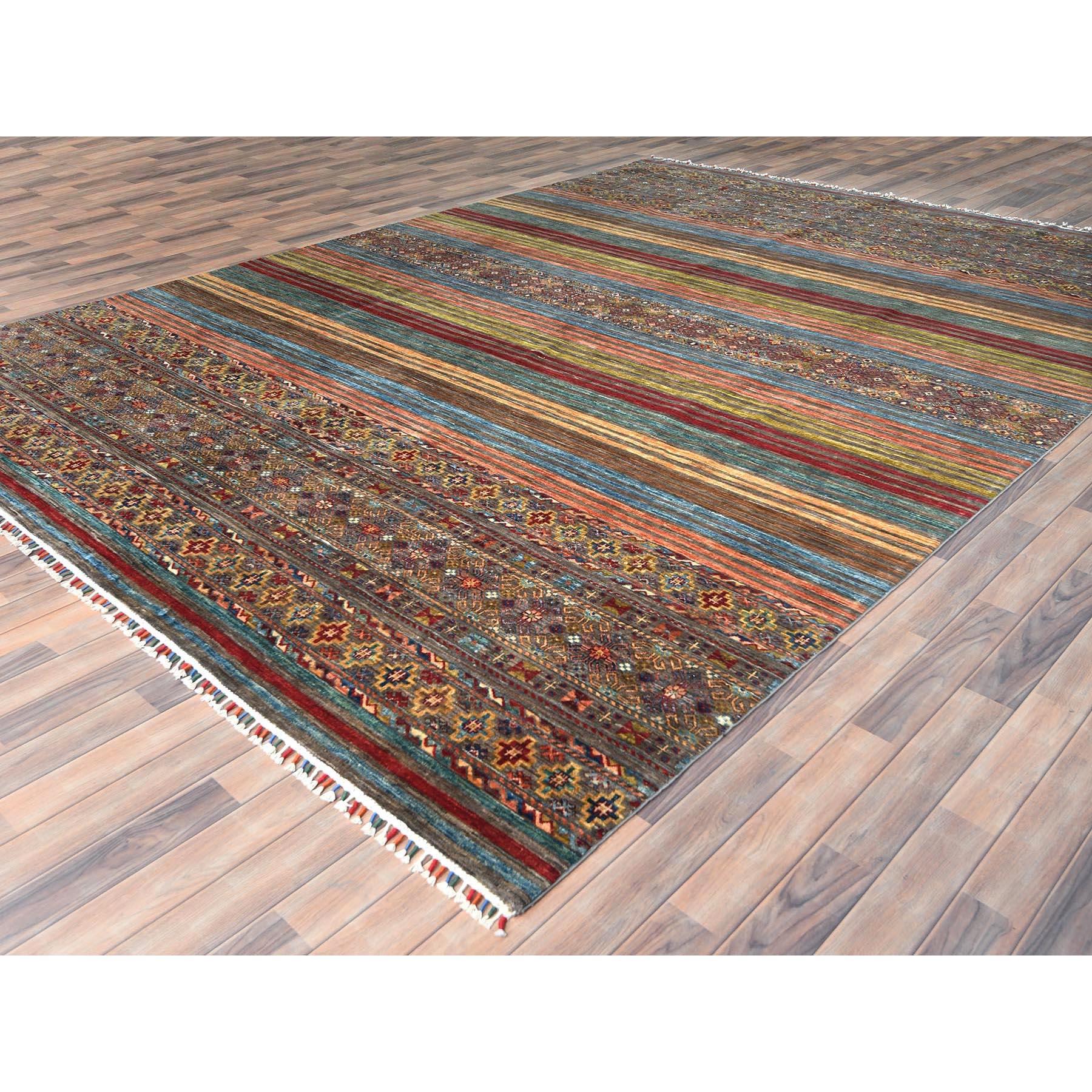 Afghan Tapis oriental coloré afghan super Kazak noué à la main 9'10