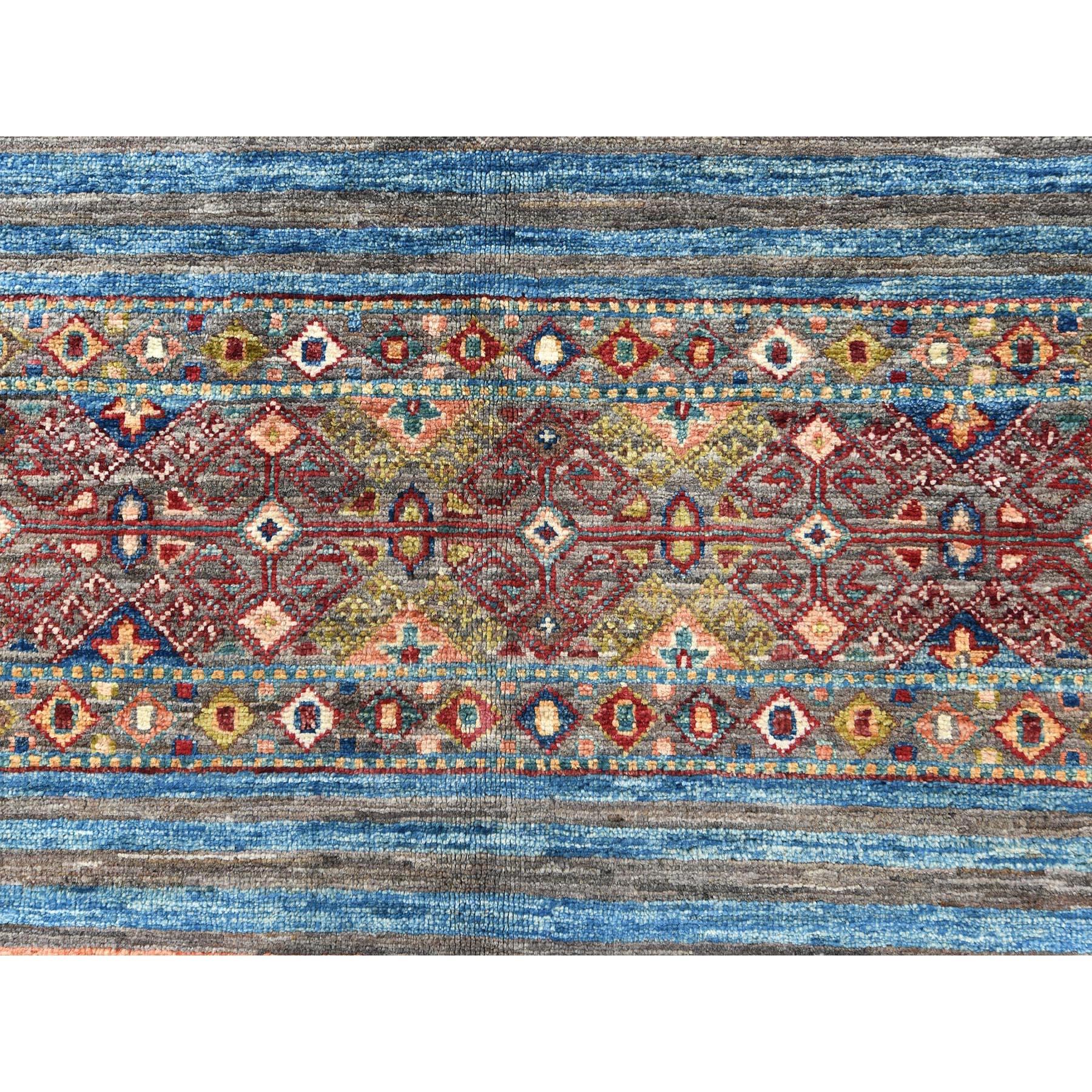 Tapis oriental coloré afghan super Kazak noué à la main 9'10