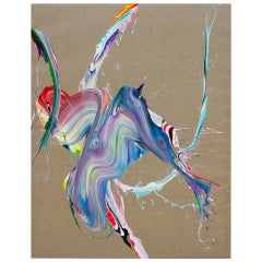 Alex Voinea - Pièce colorée en acrylique sur toile de lin de la série « Learning to Fly »