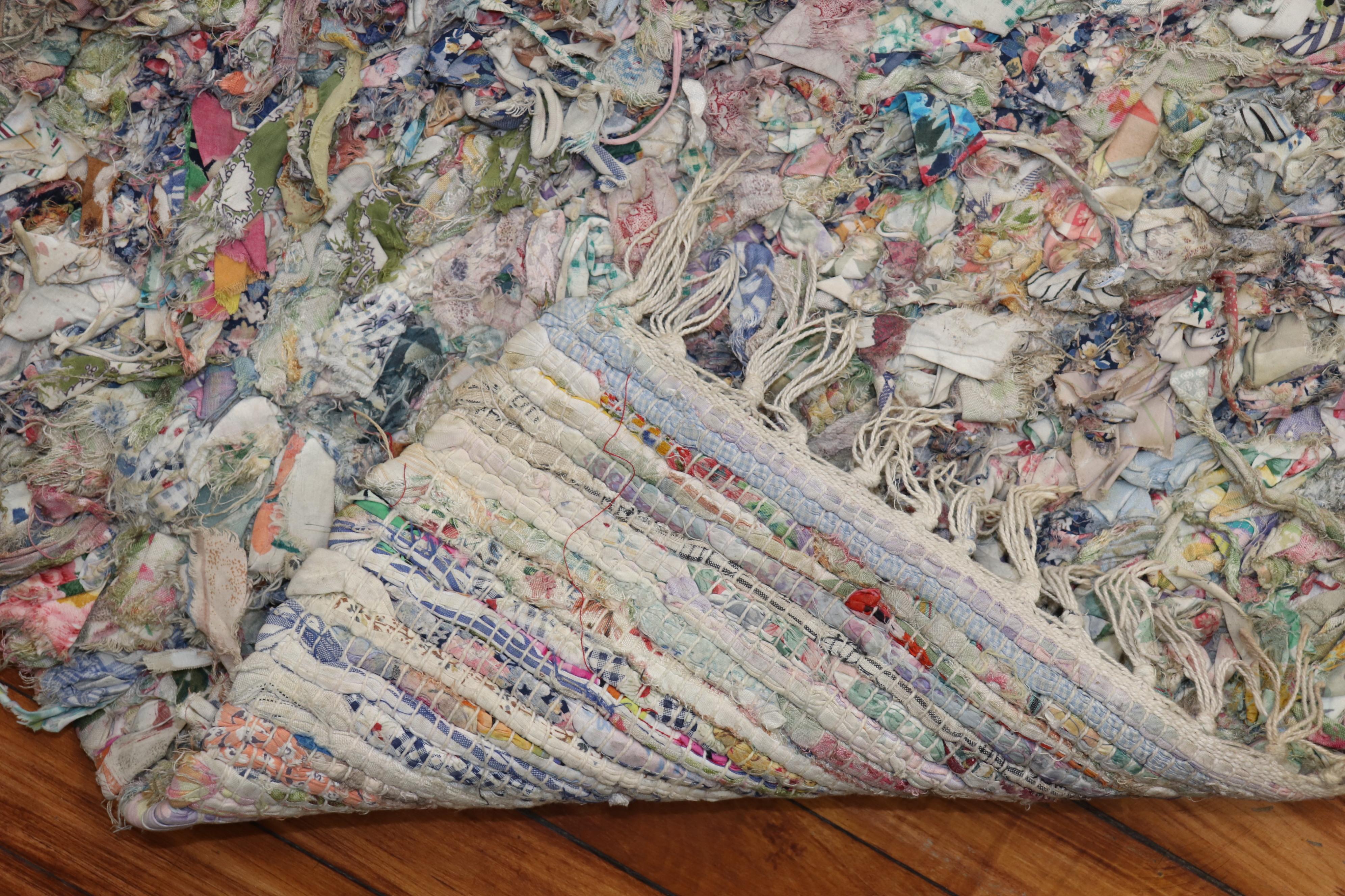 20th Century Colorful American Braid Confetti Throw Size Rug For Sale