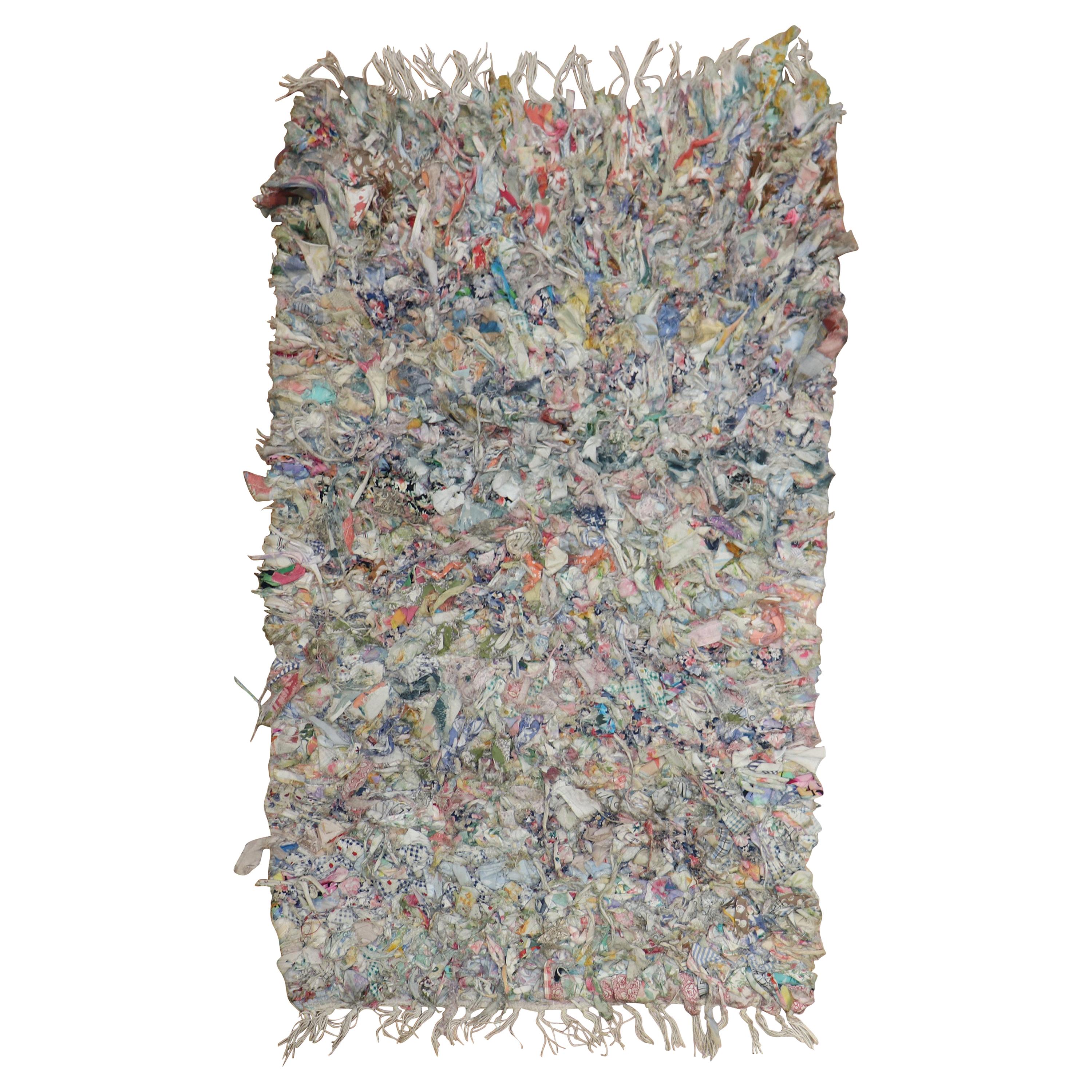 Colorful American Braid Confetti Throw Size Rug For Sale