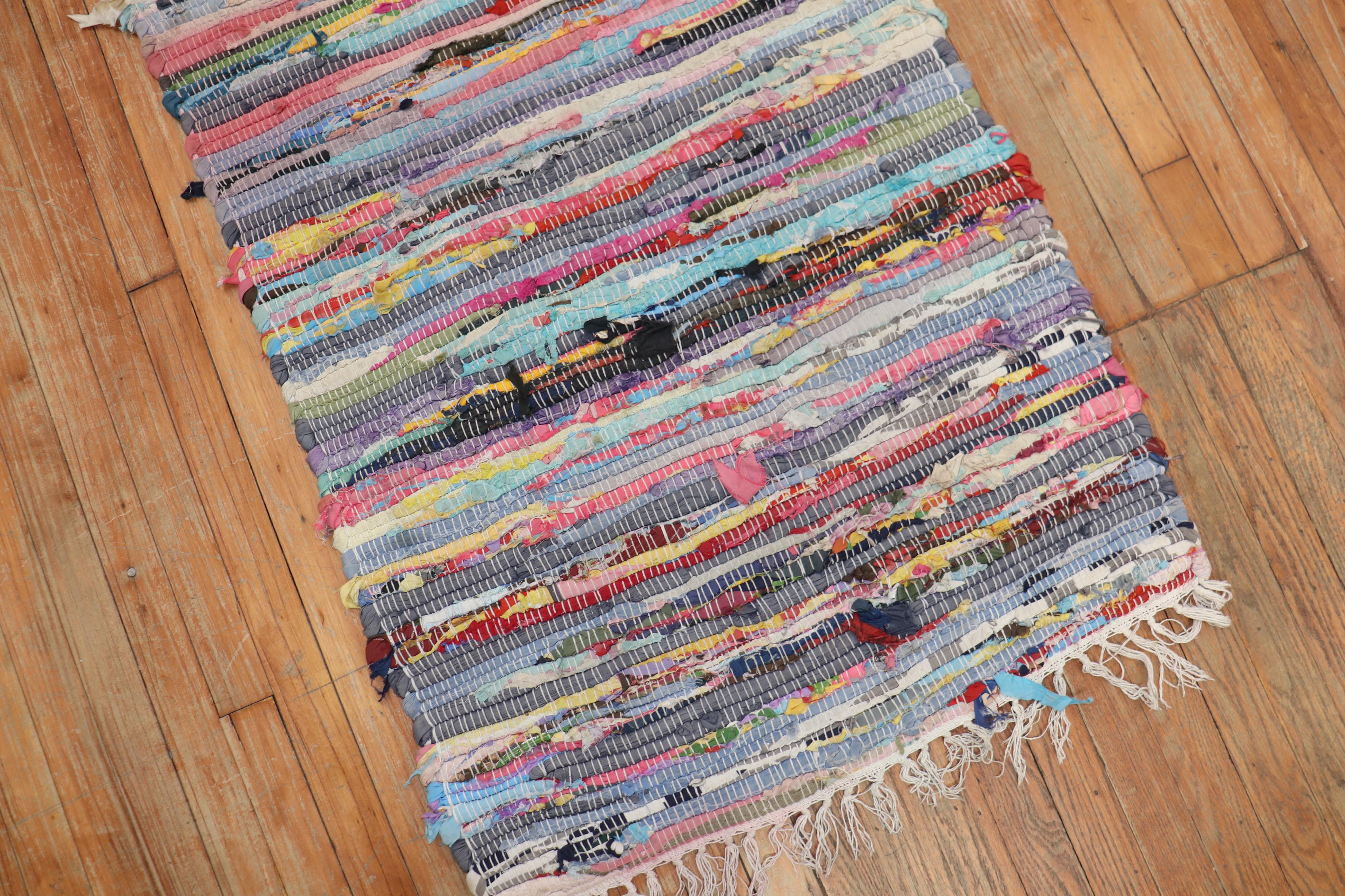 Mid-Century Modern Colorful American Braid Runner For Sale