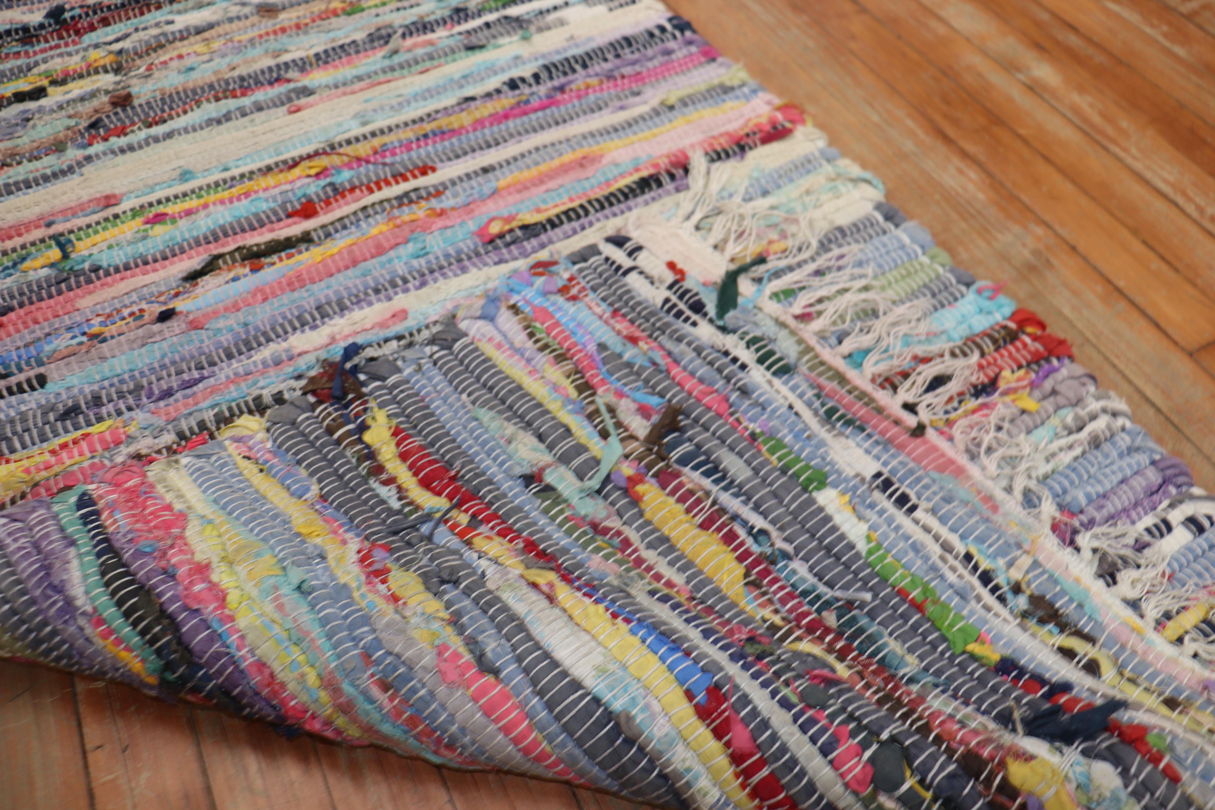 Hand-Knotted Colorful American Braid Runner For Sale