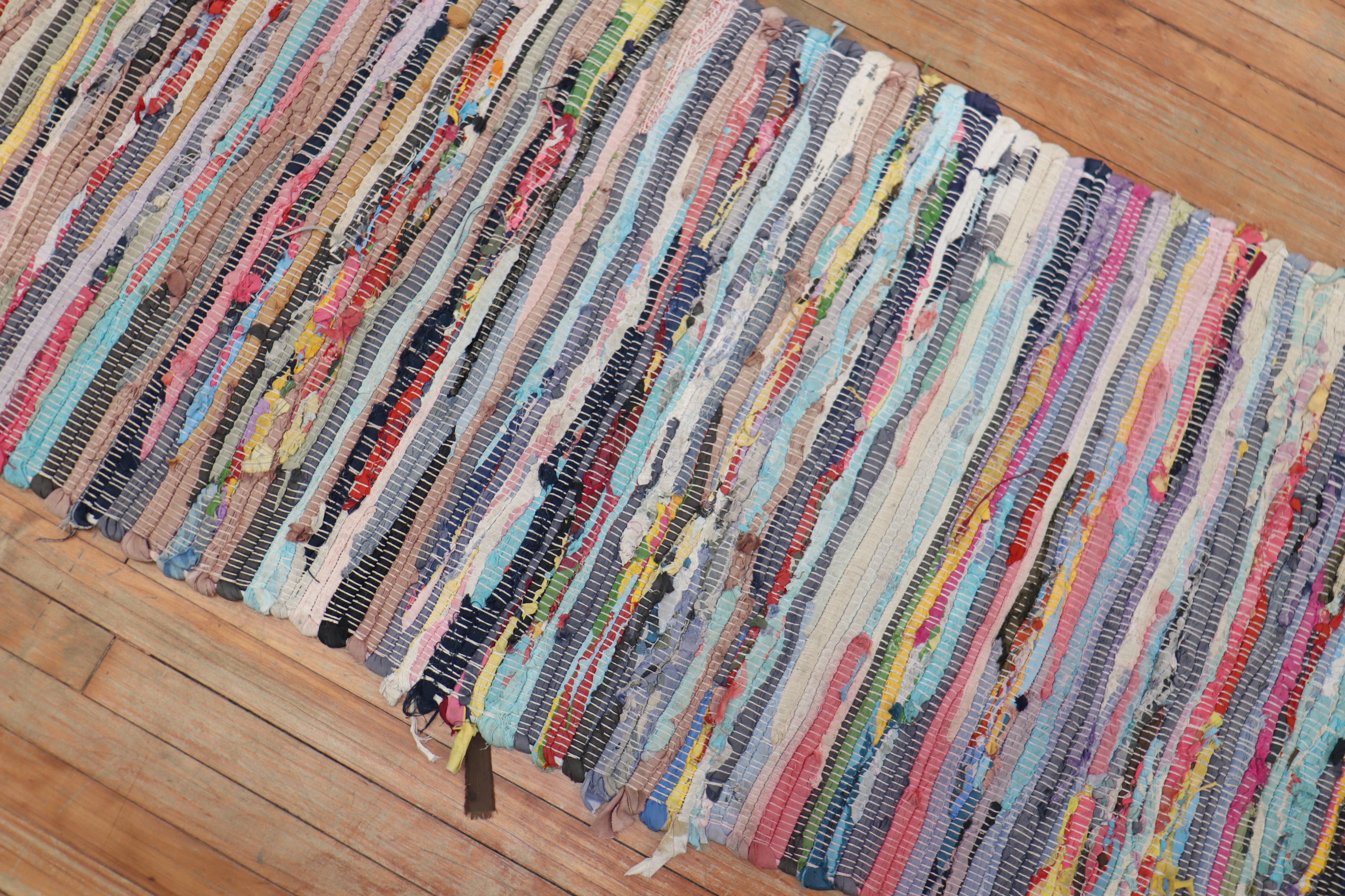 Cotton Colorful American Braid Runner For Sale