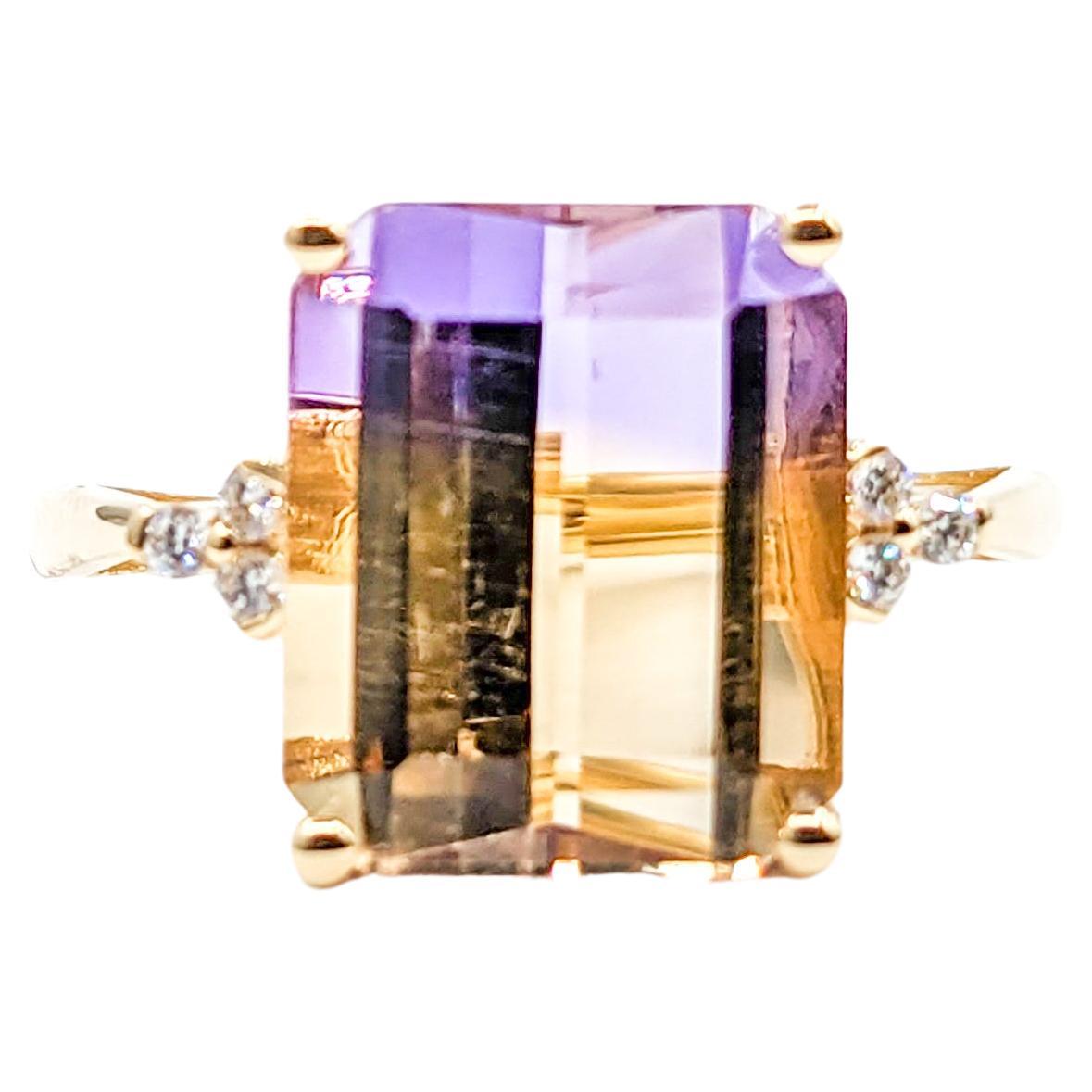 Colorful Ametrine and Diamond Cocktail Ring in Yellow Gold For Sale at ...