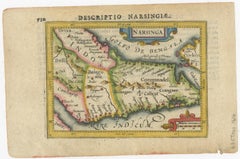 Colorful and Decorative Miniature Map of India, Ceylon by Bertius 1616