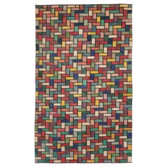 Colorful and Modern Mid-20th Century Handmade Turkish Anatolian Accent Rug