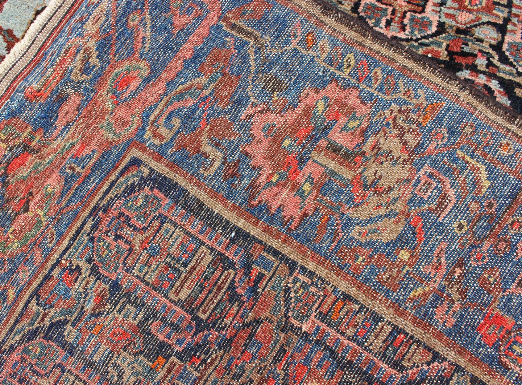 Colorful and Unique Antique Persian Hamedan Rug with All-Over Geometric Design For Sale 4