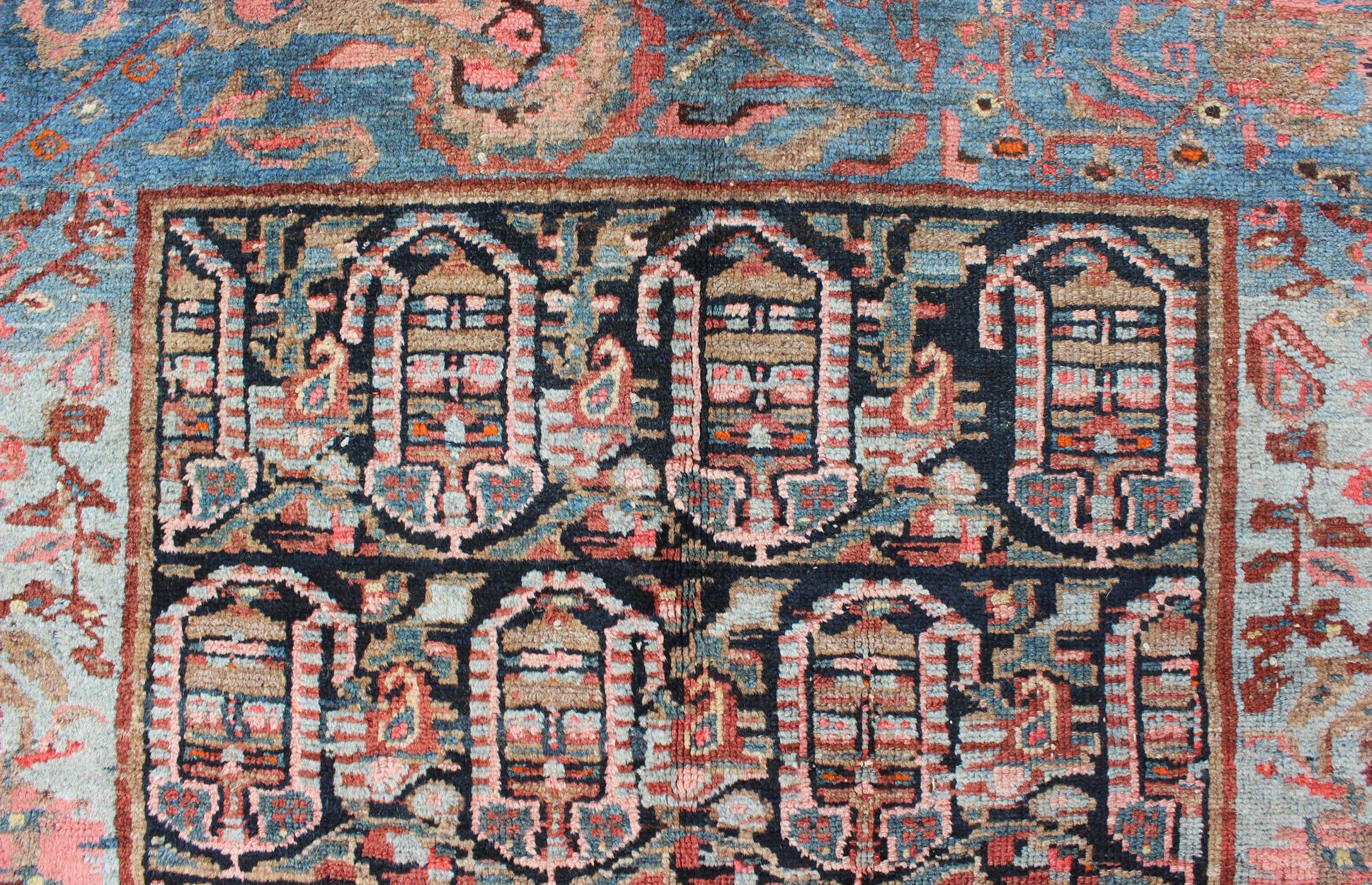 Colorful and Unique Antique Persian Hamedan Rug with All-Over Geometric Design For Sale 1