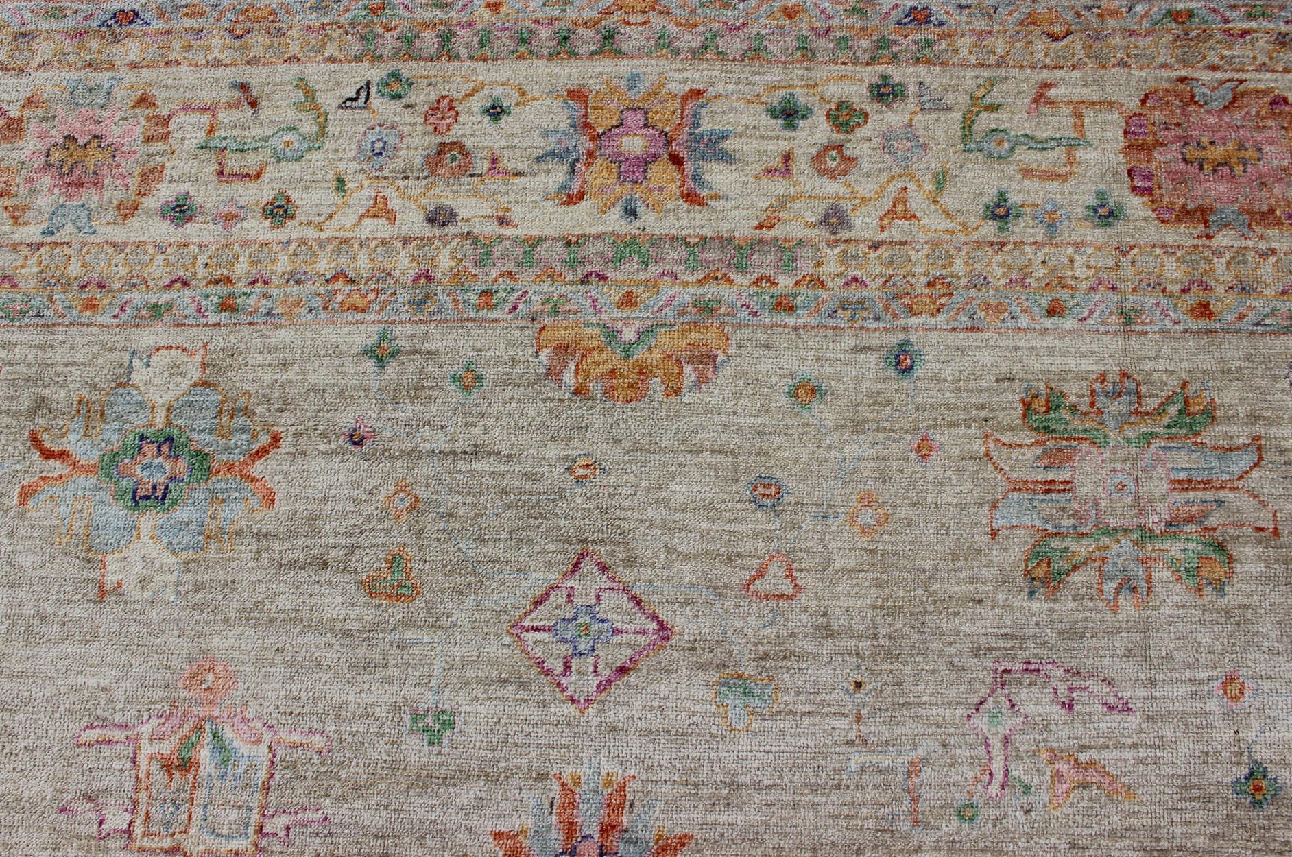Keivan Woven Arts - Grand tapis turc Oushak coloré en angora   11' 4 x 15' 4 en vente 3