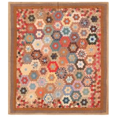 Patchwork de courtepointes américaines anciennes et colorées. 6 pieds x 6 pieds 7 pouces