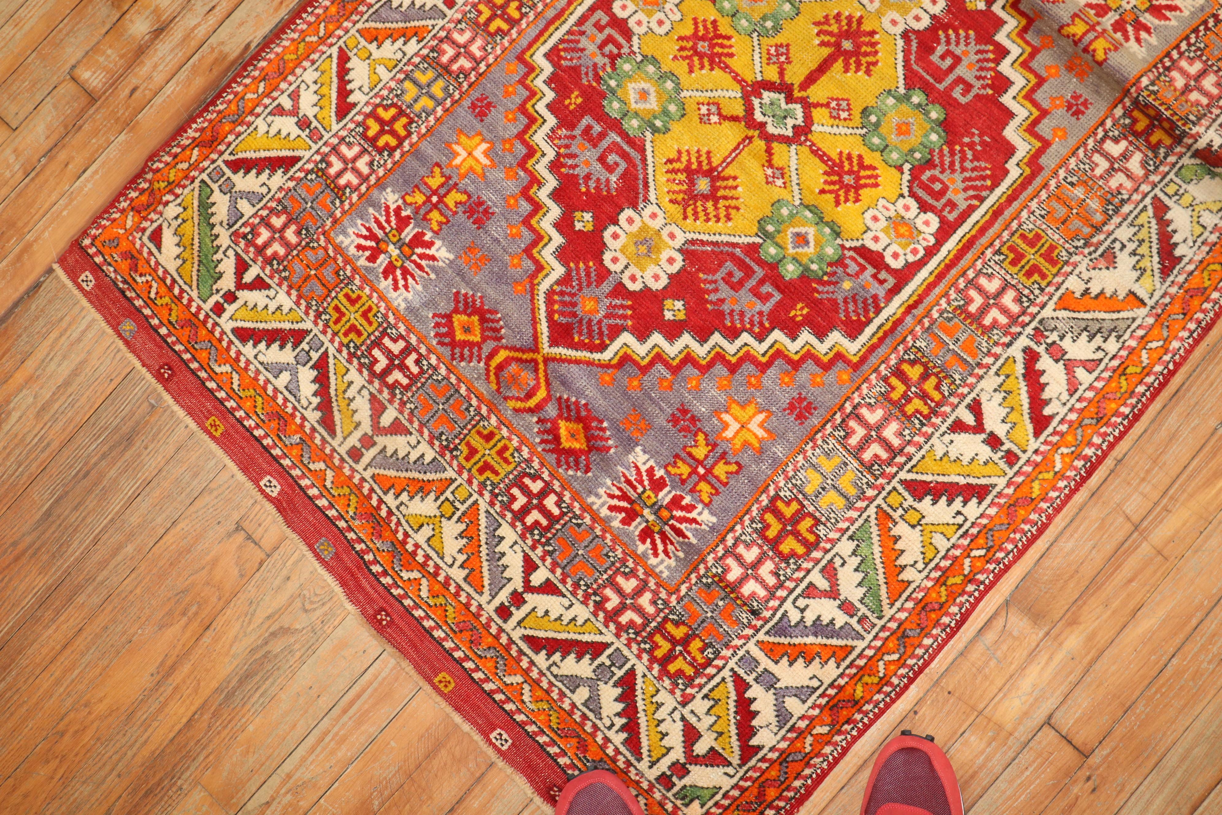 Turkish Colorful Antique Anatolian Scatter Rug For Sale