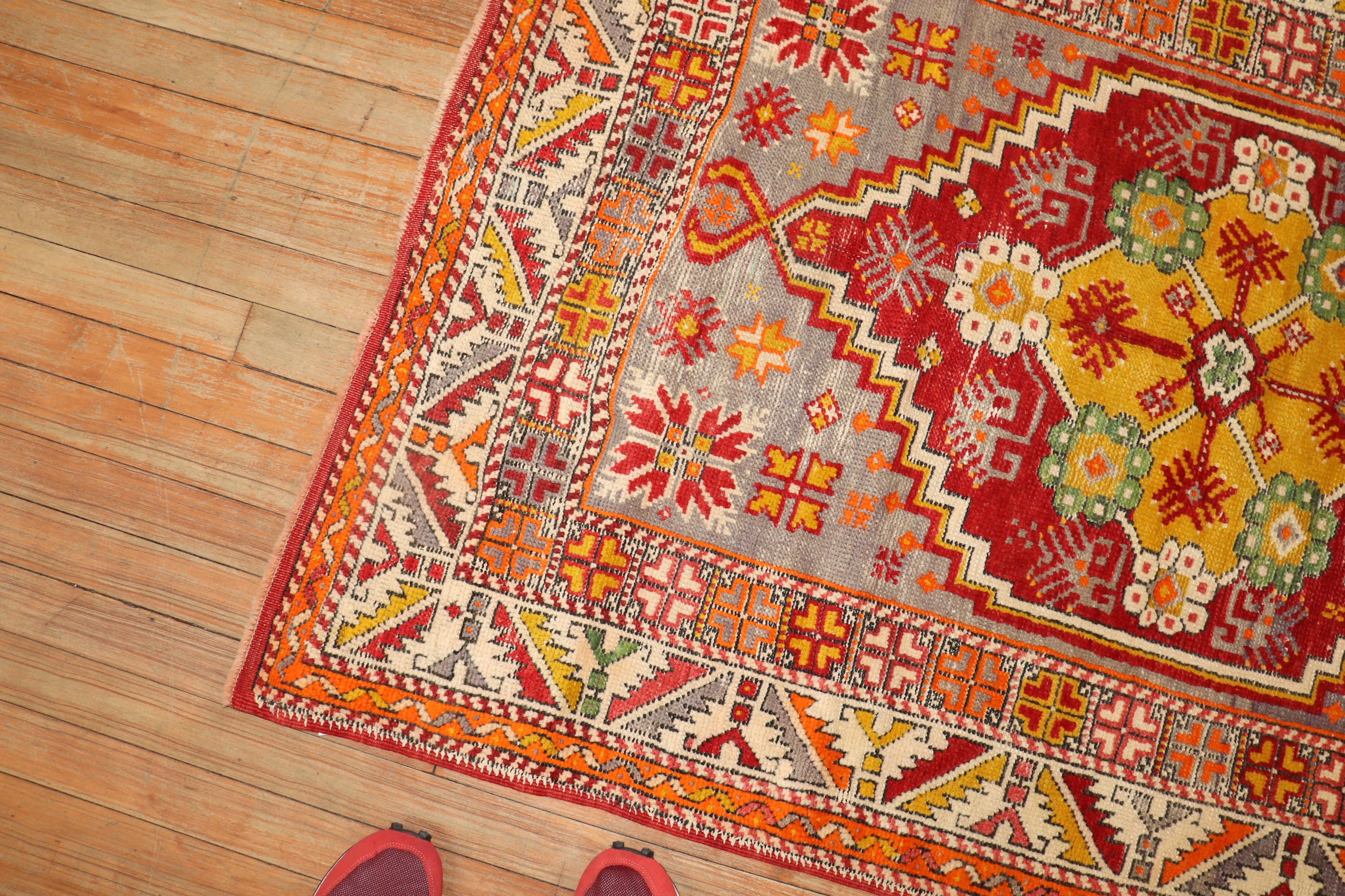 20th Century Colorful Antique Anatolian Scatter Rug For Sale