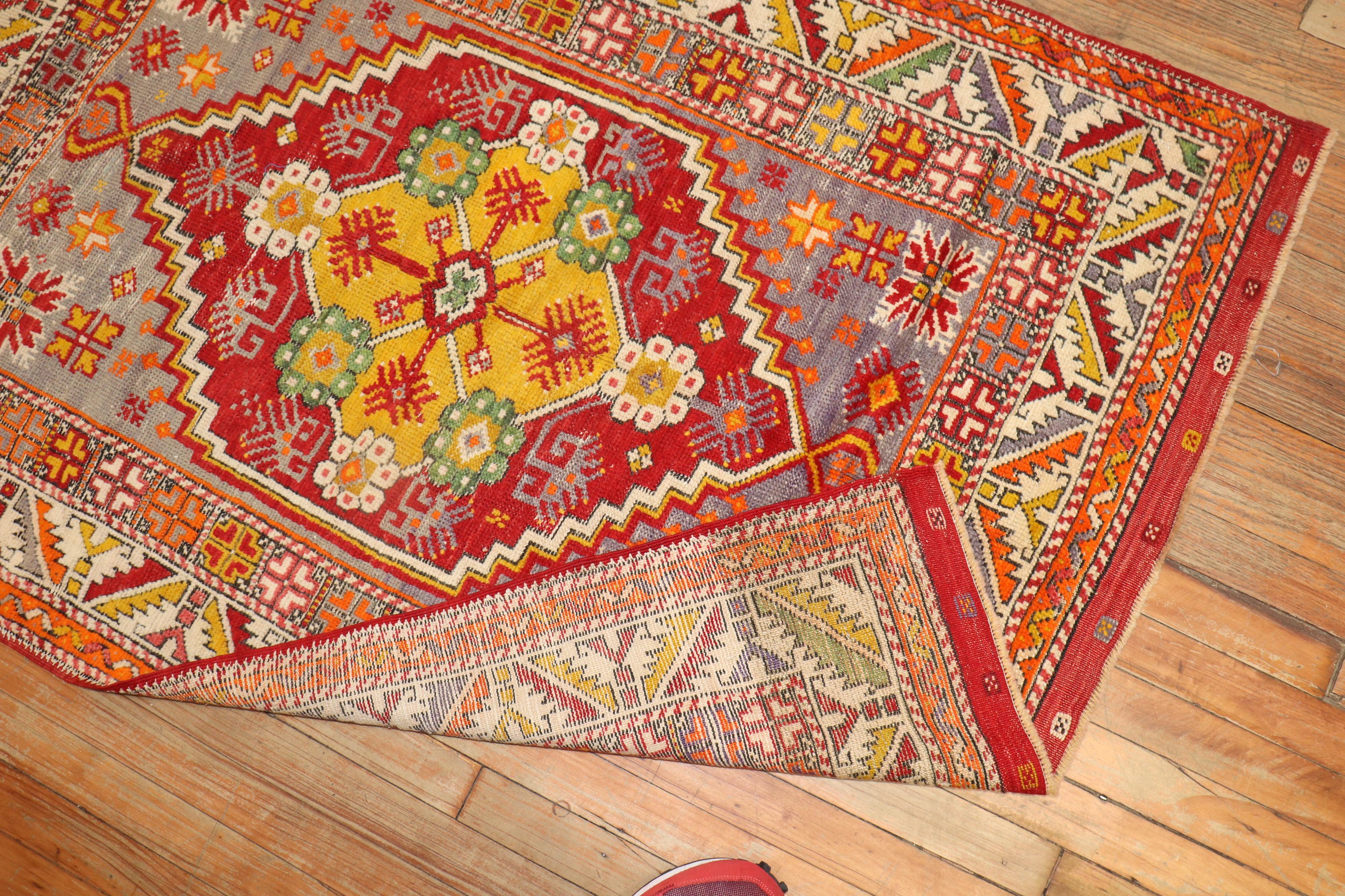 Colorful Antique Anatolian Scatter Rug For Sale 1