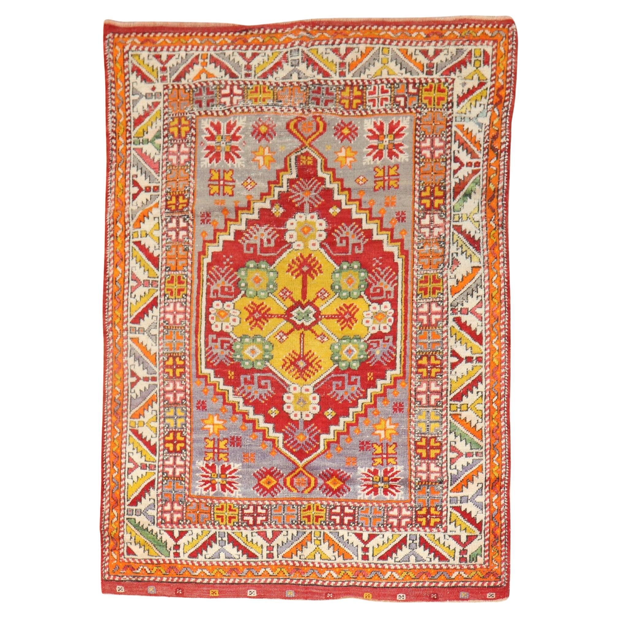 Colorful Antique Anatolian Scatter Rug For Sale