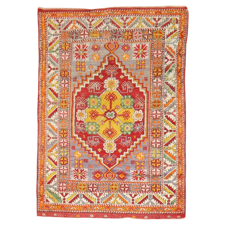 Colorful Antique Anatolian Scatter Rug For Sale at 1stDibs