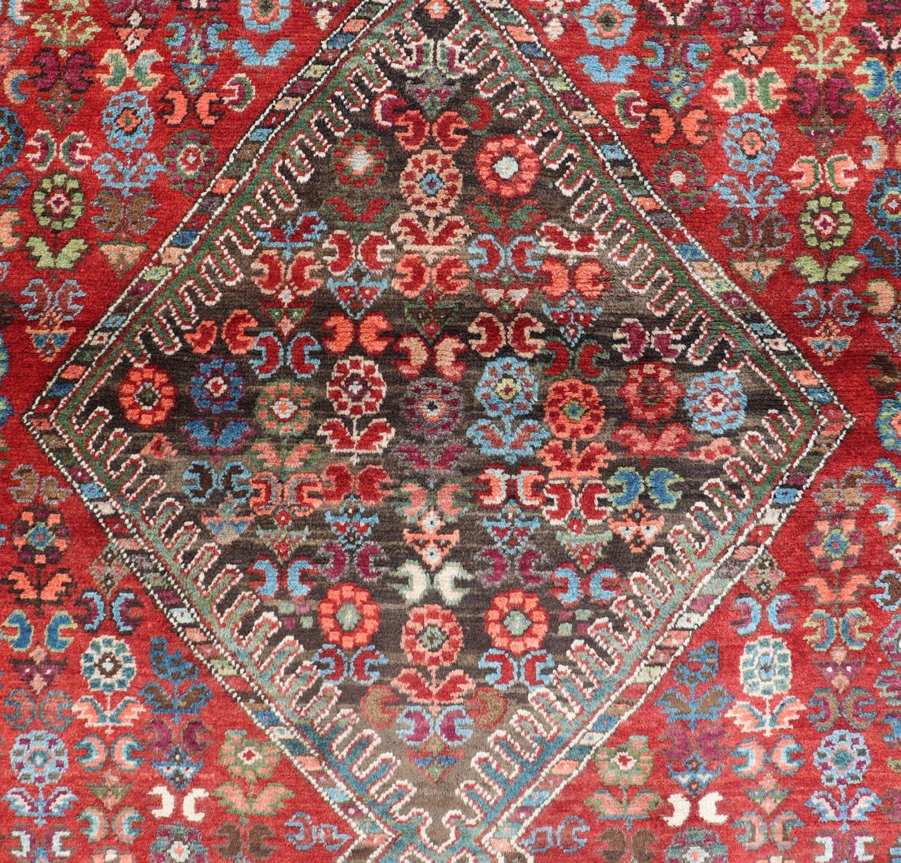 Colorful Antique Caucasian Karabagh with Tribal Design in Rich Jewel Colors For Sale 4