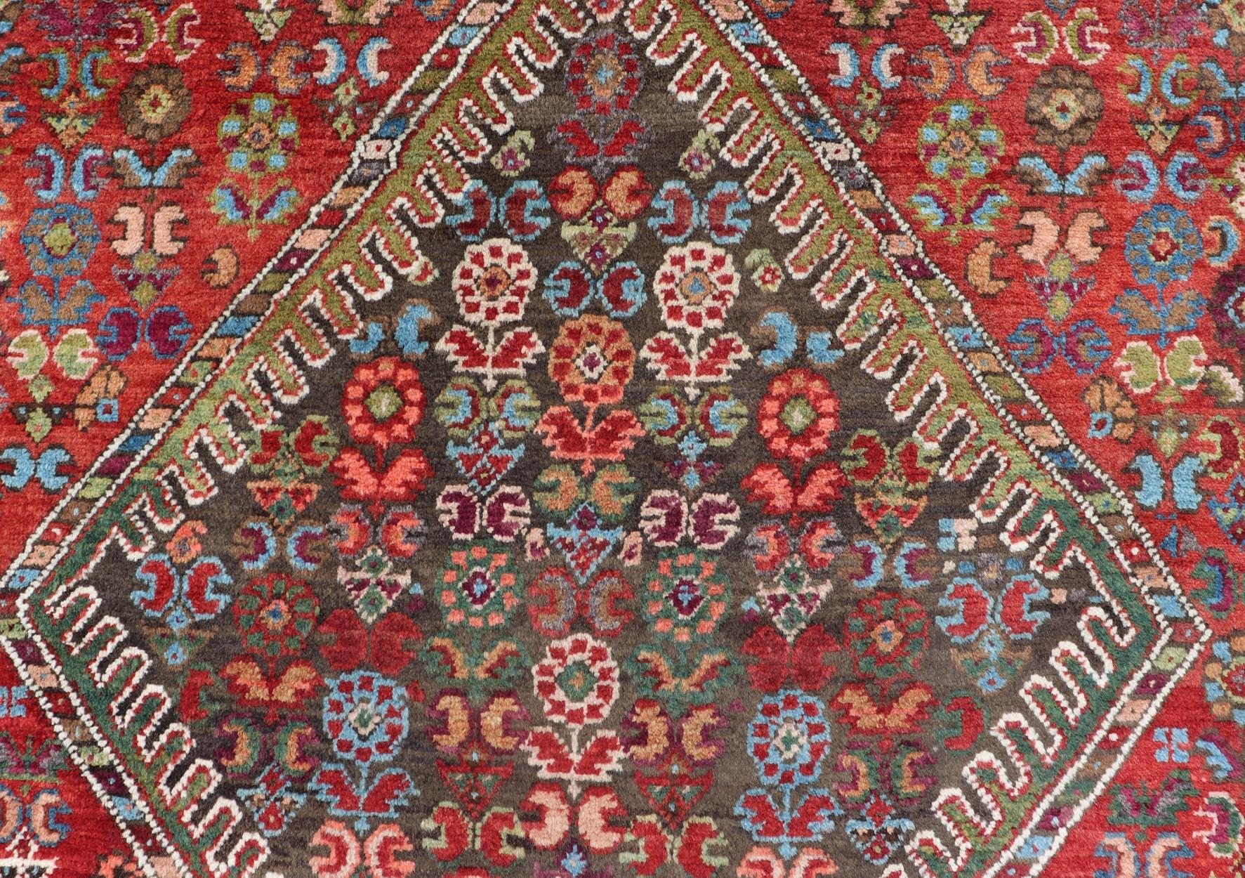 Colorful Antique Caucasian Karabagh with Tribal Design in Rich Jewel Colors For Sale 5
