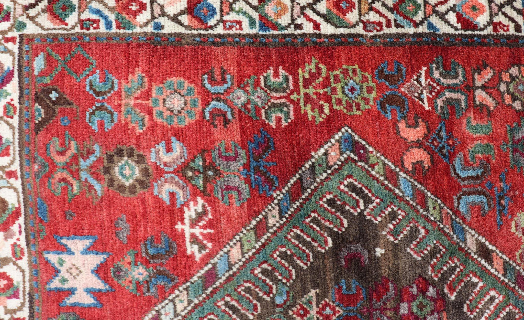 Colorful Antique Caucasian Karabagh with Tribal Design in Rich Jewel Colors For Sale 7