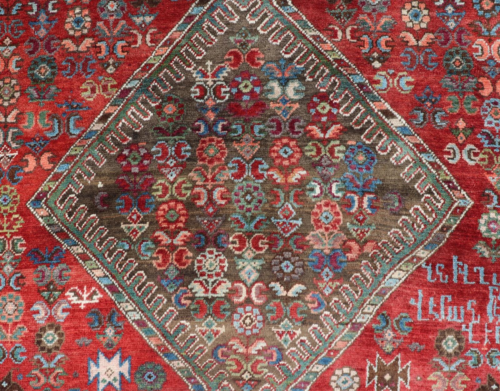 Early 20th Century Colorful Antique Caucasian Karabagh with Tribal Design in Rich Jewel Colors For Sale