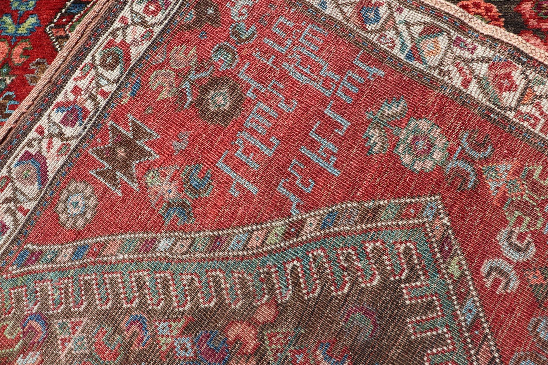 Wool Colorful Antique Caucasian Karabagh with Tribal Design in Rich Jewel Colors For Sale