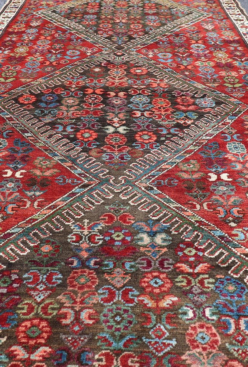 Colorful Antique Caucasian Karabagh with Tribal Design in Rich Jewel Colors For Sale 3