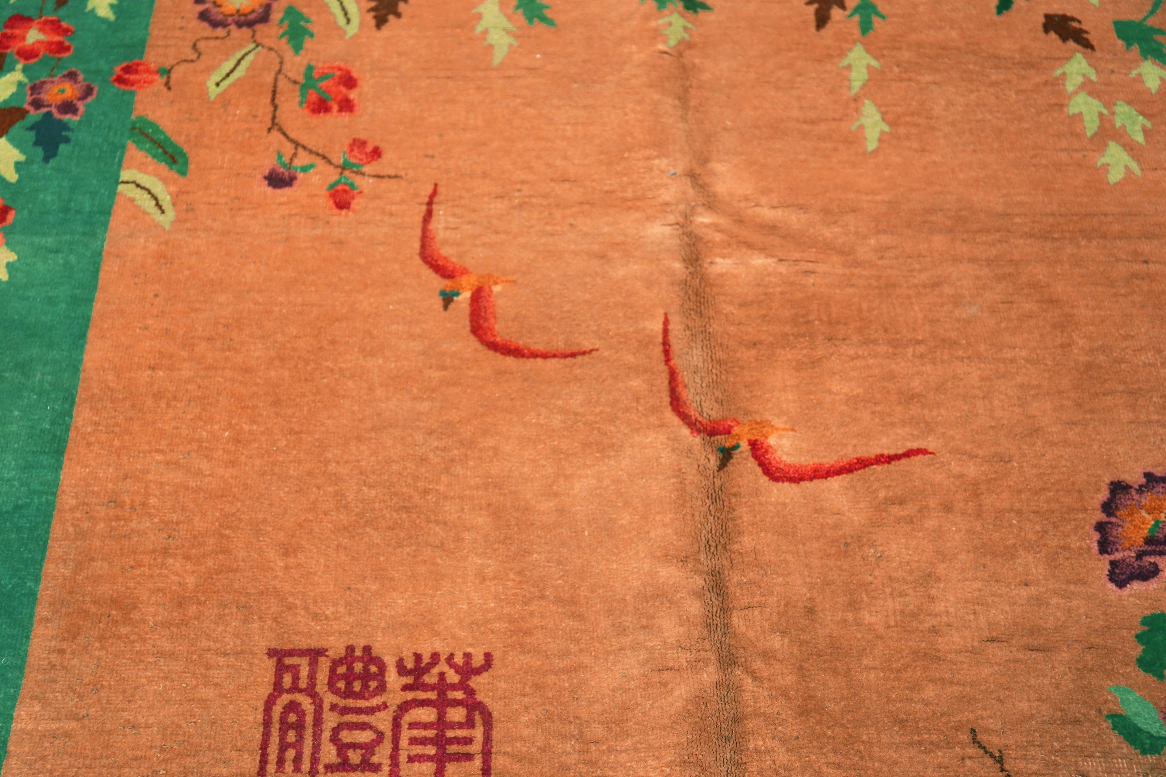 Chinois Tapis Art Déco chinois ancien et coloré à fleurs 5'8