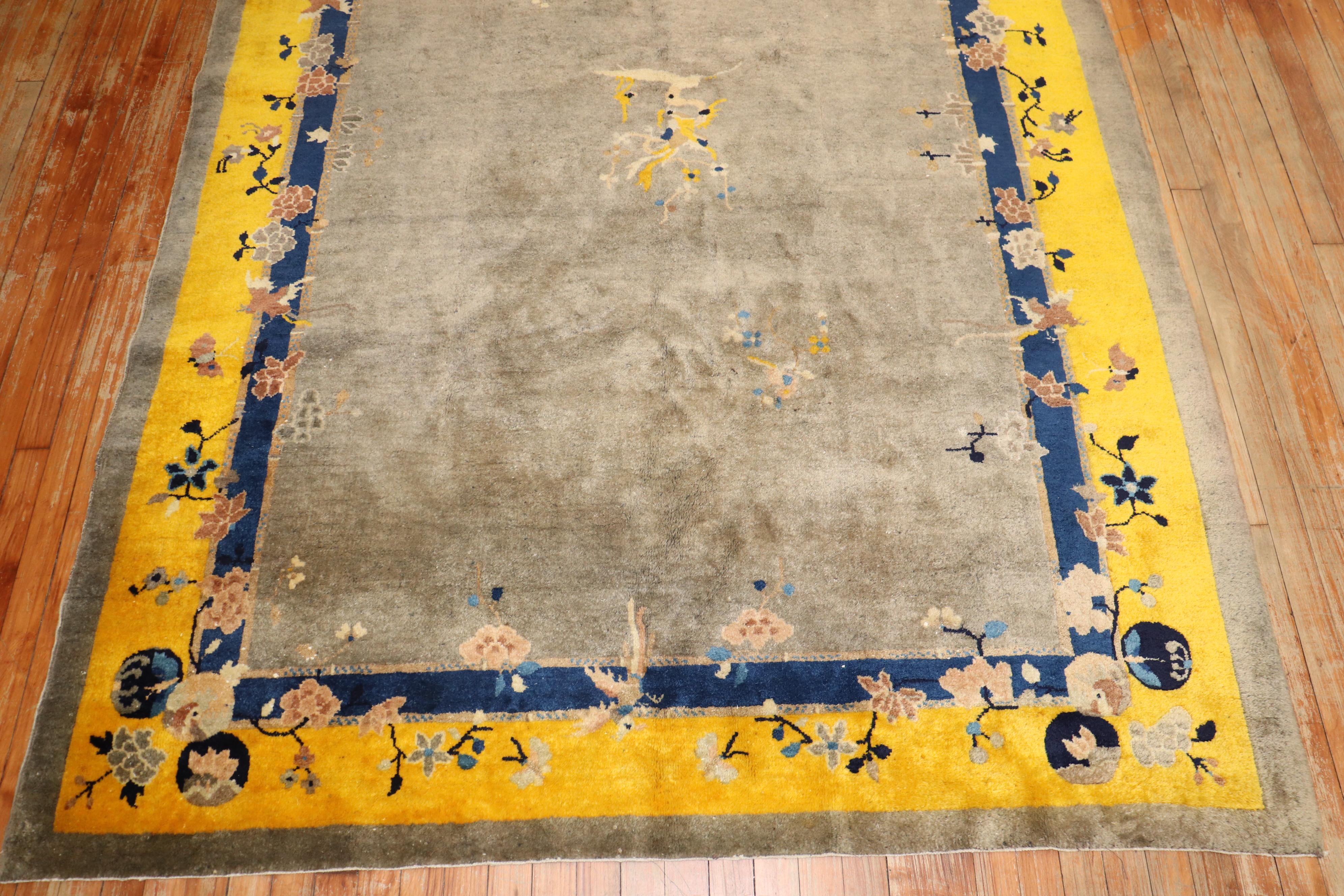 Hollywood Regency Colorful Antique Chinese Peking Rug For Sale
