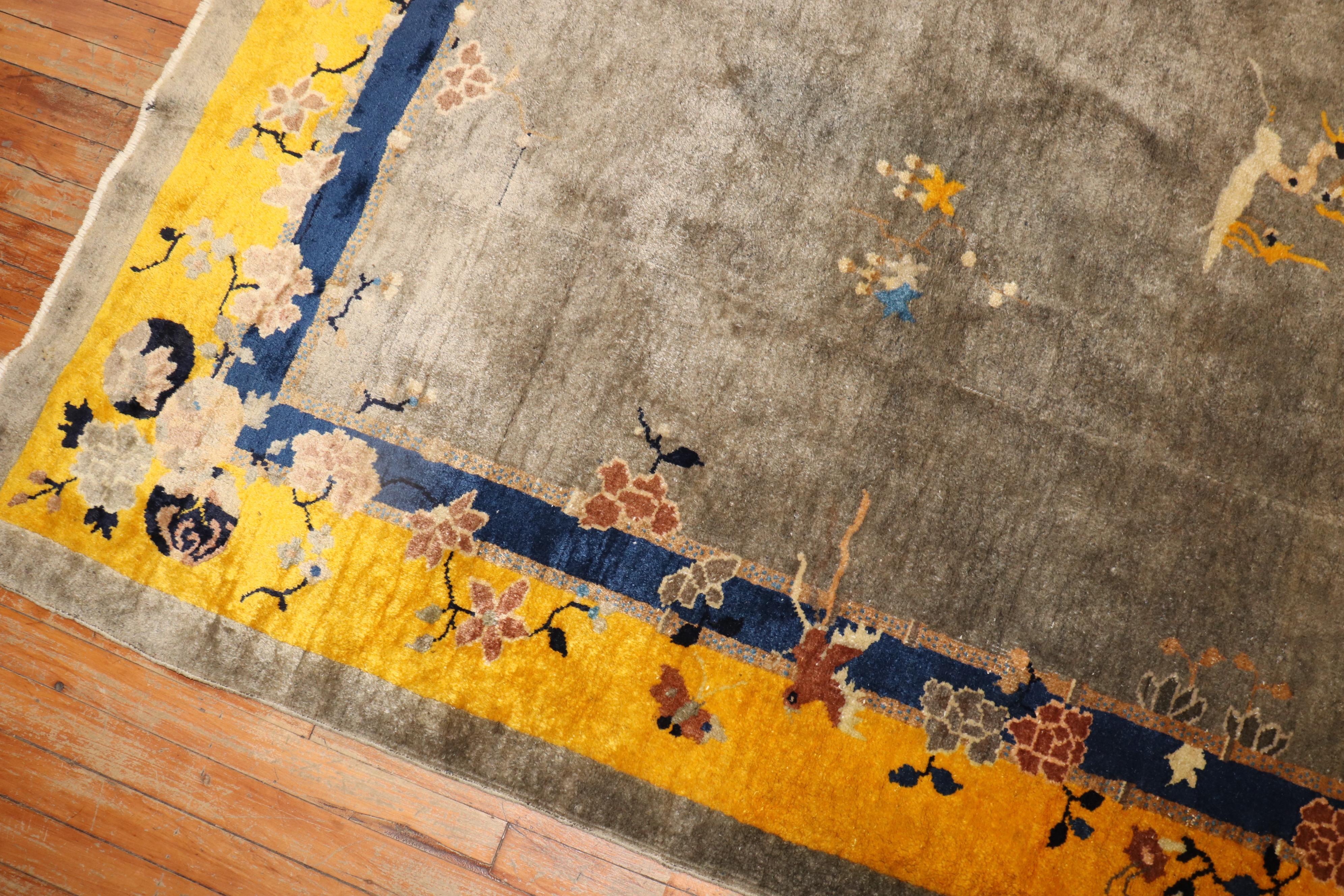Colorful Antique Chinese Peking Rug For Sale 2