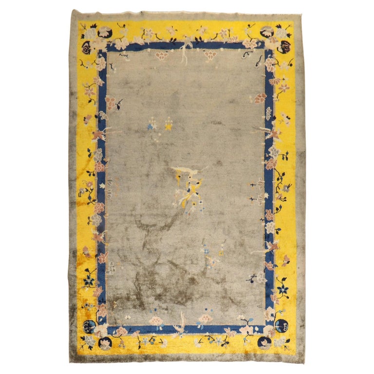 Colorful Old Rug Colorful Antique Chinese Peking Rug For Sale at 1stDibs
