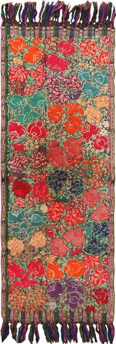 Colorful Antique Floral Chinese Embroidery 2' x 5'