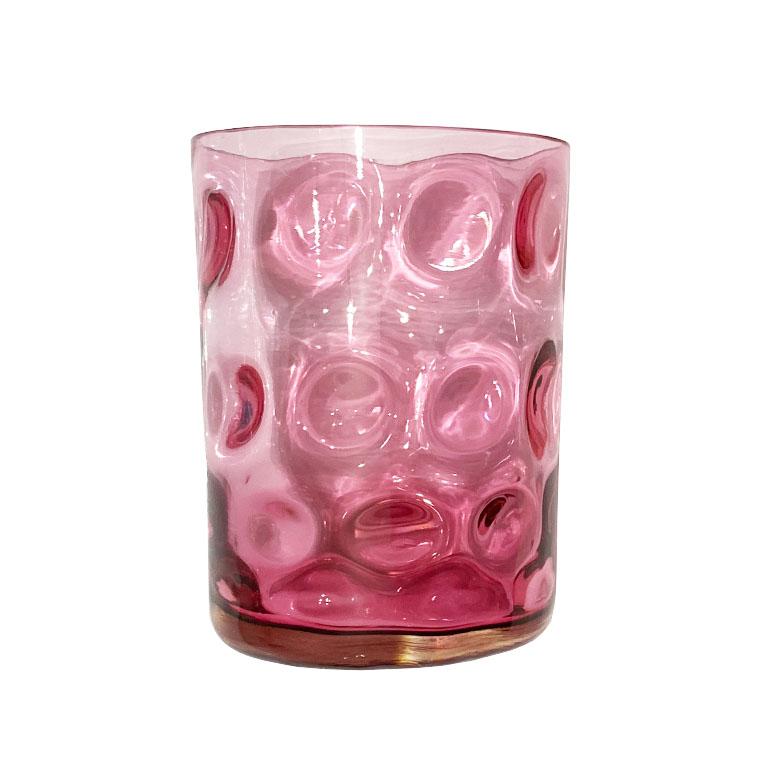 Coloridos vasos antiguos Hobbs para beber en azul y rosa, juego de 3 1800s Victoriano en venta