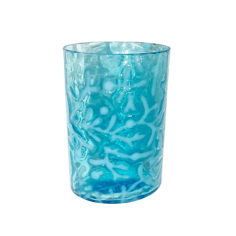 Coloridos vasos antiguos Hobbs para beber en azul y rosa, juego de 3 1800s Estadounidense en venta