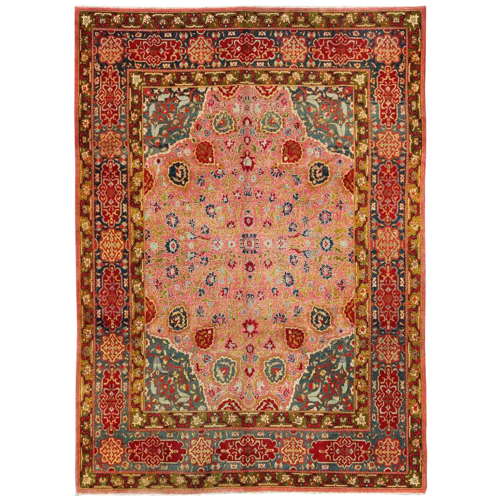 Colorful Antique Amritsar in Pink, Teal, Red, Blue, Teal, Chartreuse Green