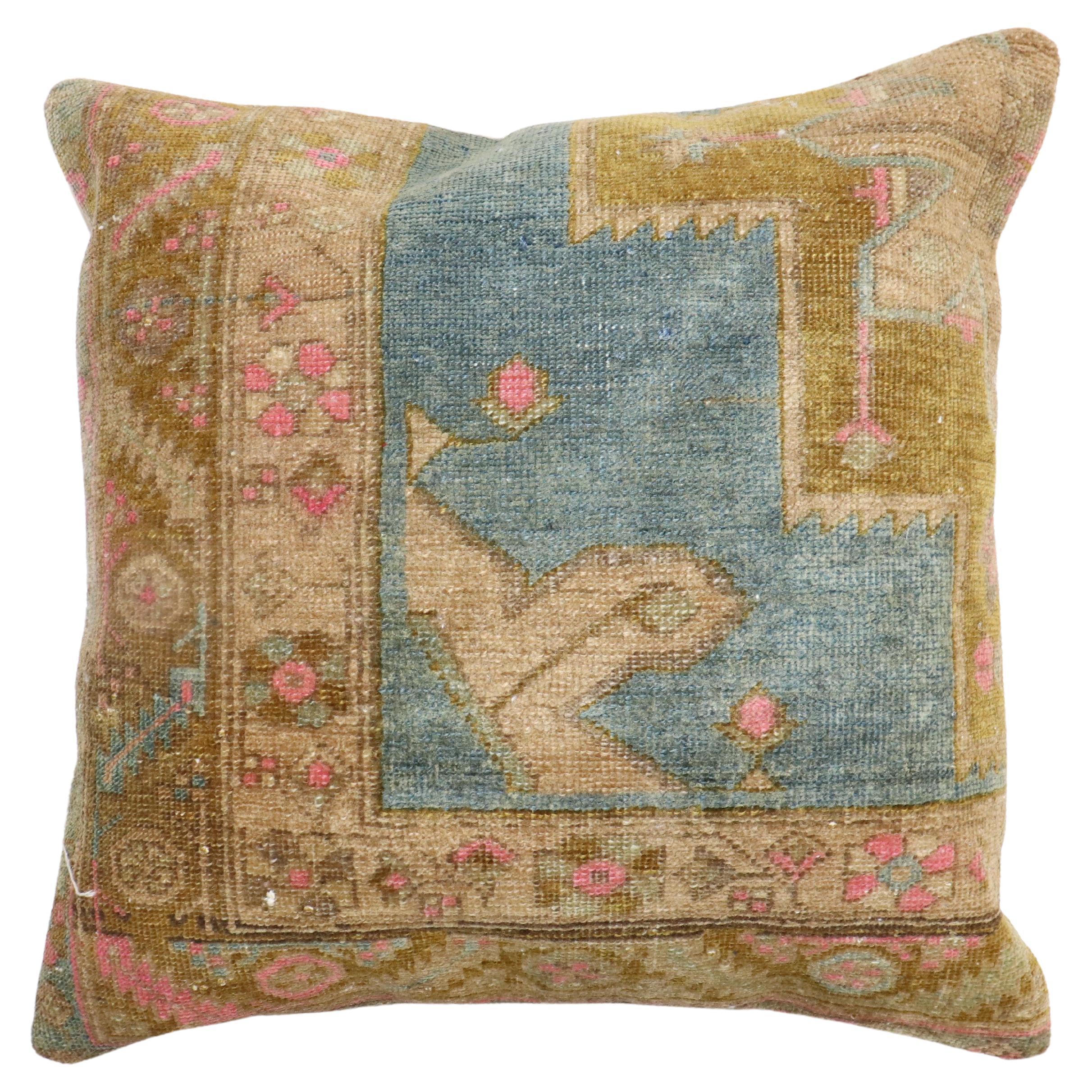 Colorful Antique Karabagh Rug Pillow For Sale