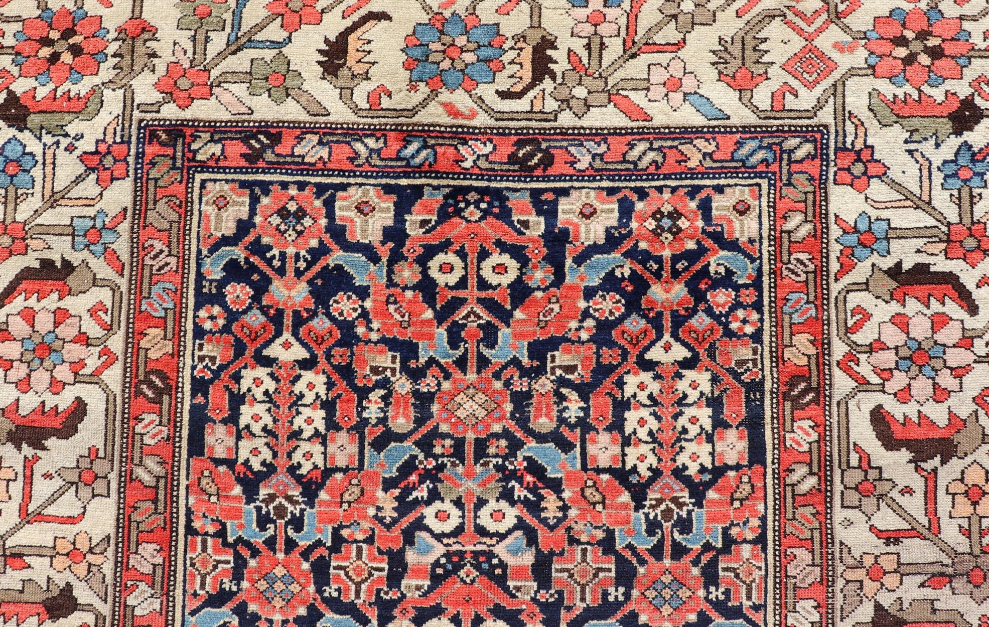 Persiano Tappeto antico Malayer Gallery colorato con Design/One Tribale 5' x 11'4 in vendita