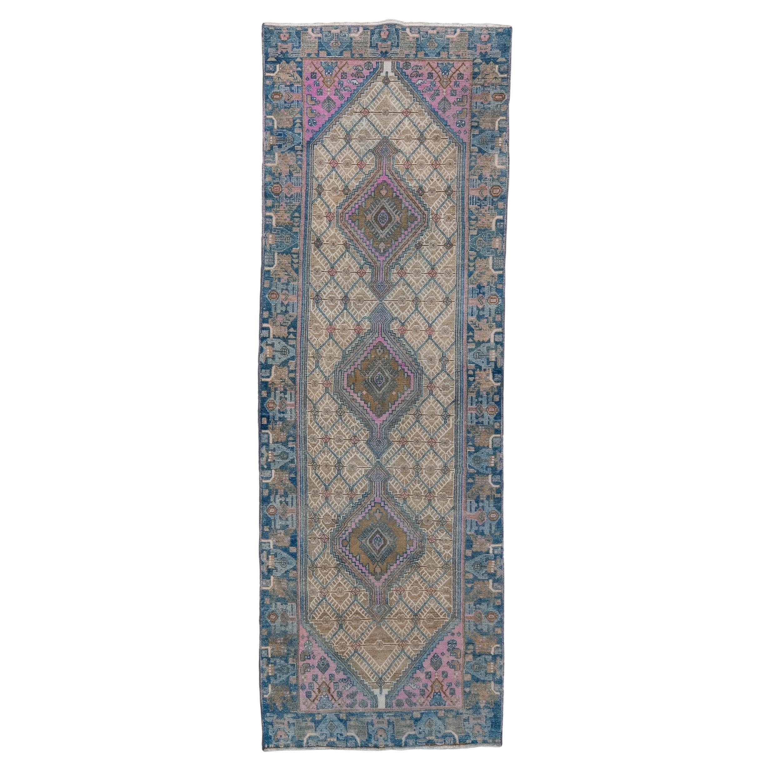 Colorful Antique Malayer with a Sky Blue Field  For Sale